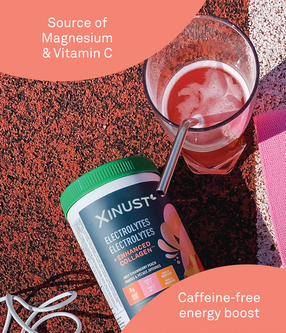 Xinust Electrolytes + Enhanced Collagen - Juicy Strawberry Peach 360 g