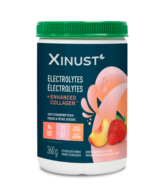 Xinust Electrolytes + Enhanced Collagen - Juicy Strawberry Peach 360 g